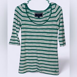 American Eagle Outfitters Green and White Striped Top